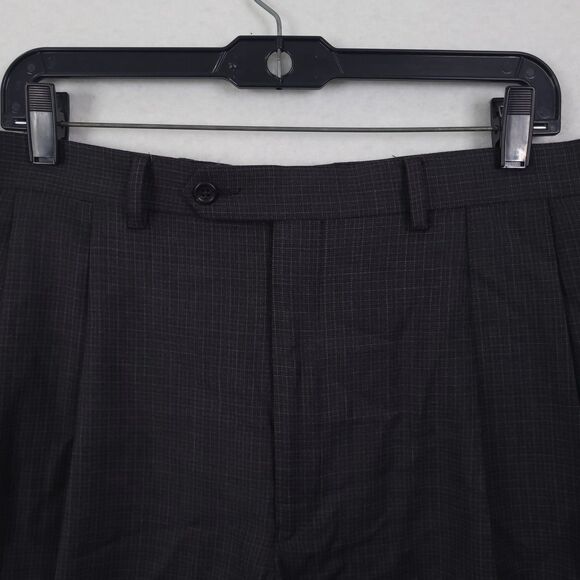 Lauren Ralph Lauren Men's Dress Pants Pleated Straight Black 100% Wool 38x30 - Picture 4 of 14